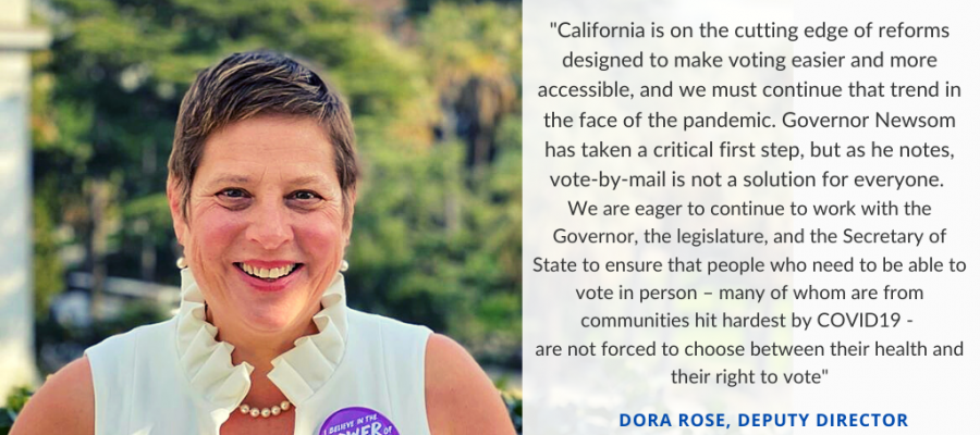 Dora Rose quote on voting by mail Voting by mail in California, Covid19, voting rights, caelections, elections, voting