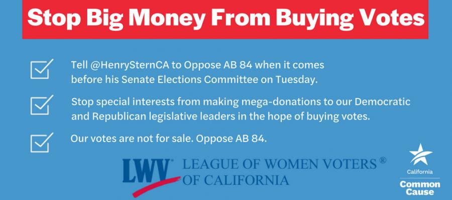 Stop big money - no on AB 84 No on AB 84