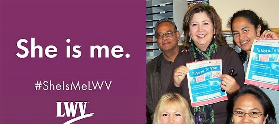 Mony Flores Bauer, Oakland, League of Women Voters Mony Flores Bauer, League of Women Voters, Oakland, She is me, spanihs, California, League member