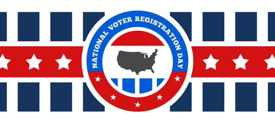 National Voter Registration Day Logo Banner National VOter Registration DAy Sign up, NVRD, California, league of women voters education fund, voting, elections