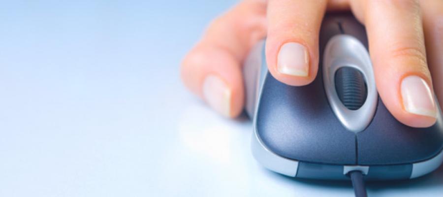 Email sign up hand holding mouse Sign up for email news, election news, newsletters