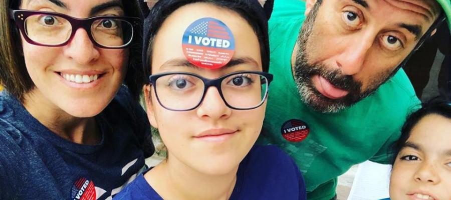 The Levy Family at the polling place Family ivoted picture, cavotes, elections, California, Los Angeles, Sarah Levy