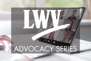 Advocacy Series featured image (person attends webinar/virtual meeting)