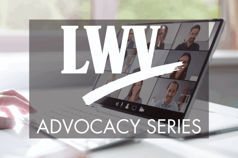 Advocacy Series featured image (person attends webinar/virtual meeting)