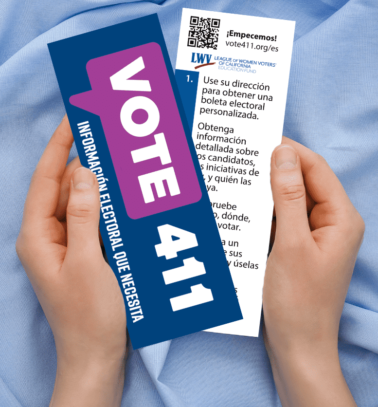 VOTE411 bookmarks in someone's hands