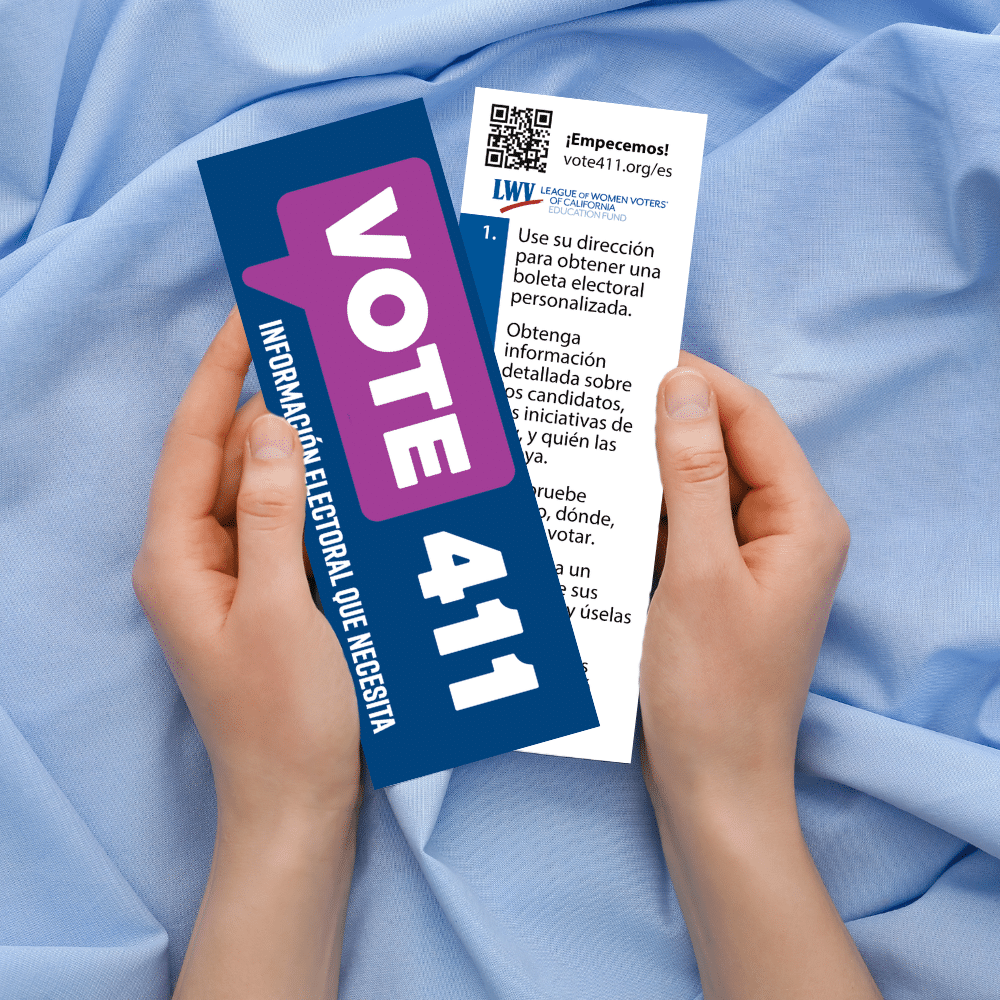 VOTE411 bookmarks in someone's hands