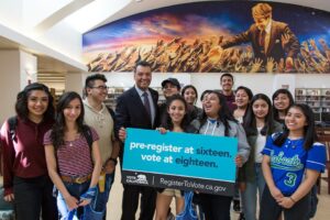 Secretary of State Alex padilla Preregistration for 16 and 17 year olds, voter registration, voting, youth, high school (x)