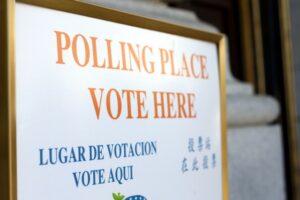 polling place sign, multilingual